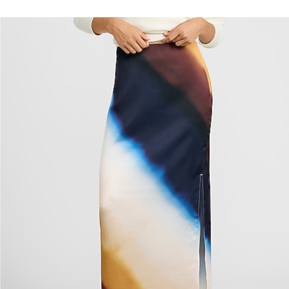 Express Ombre Maxi Skirt in Navy, Blue & Cream